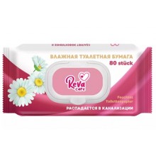 Влажная туалетная бумага REVA CARE с ромашкой 80шт