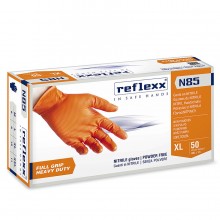 Сверхпрочные резиновые перчатки, нитриловые, оранж, Reflexx N85-M. 8,4 гр. Толщина 0,2 мм. N85-M